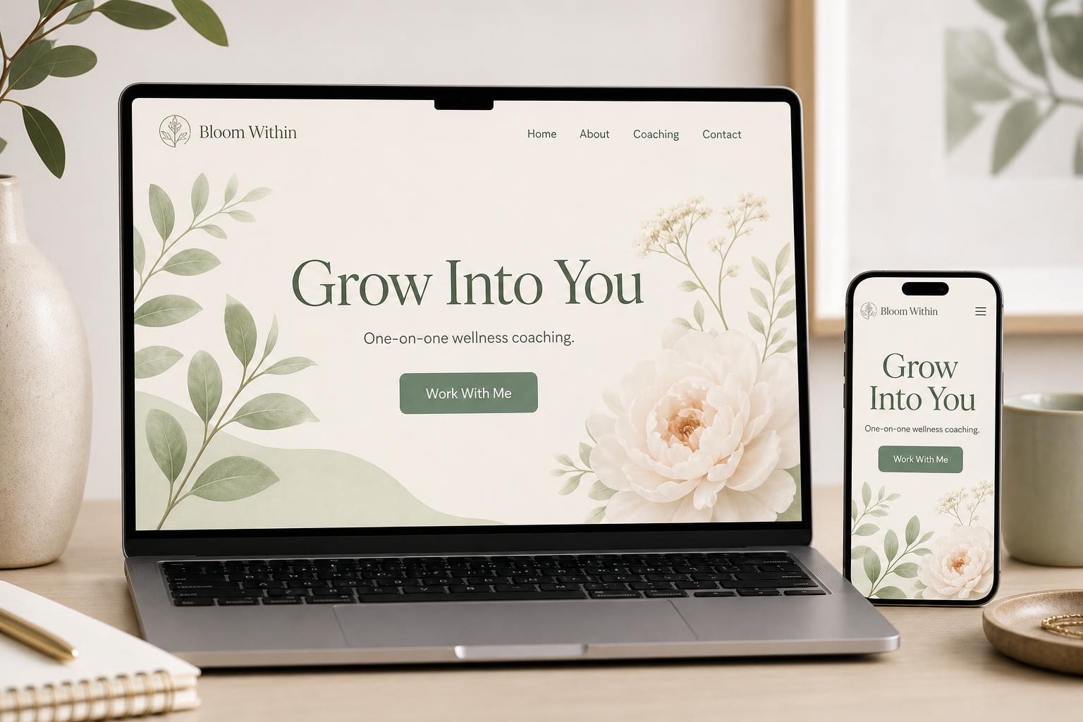 Bloom Within — website designed for a wellness coach
